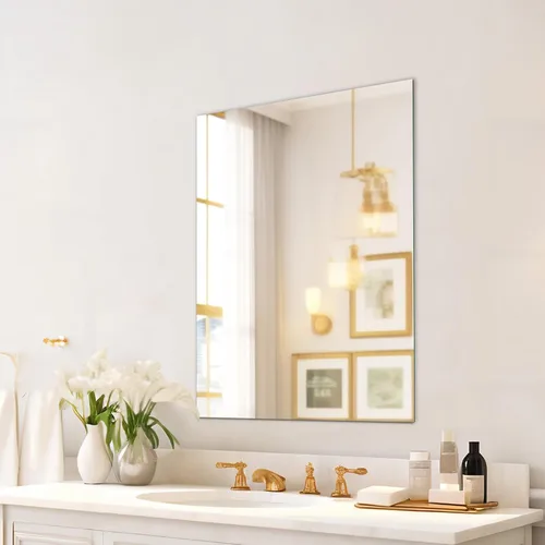Miniatura 2 de Mirrorons Espejo de pared sin marco de 18 x 24 pulgadas, modernos espejos rectangulares de baño para pared con borde pulido, horizontal
