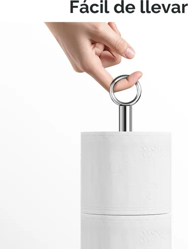 Miniatura 5 de Soporte para papel higiénico (con función de reserva), soporte de almacenamiento de rollos de repuesto independiente, acero inoxidable