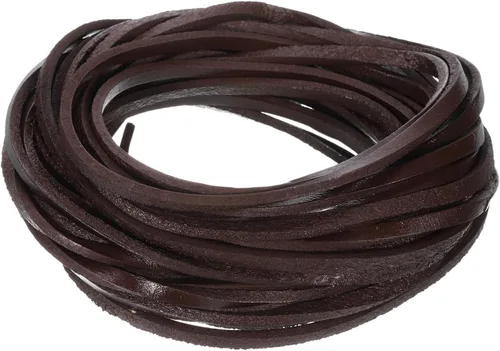 Miniatura 18 de uxcell Cordón de cuero plano de 5.5 yardas, 0.079 in, tiras de cuero de 0.079 pulgadas de grosor, cuerdas de cordones para manualidades, Negro