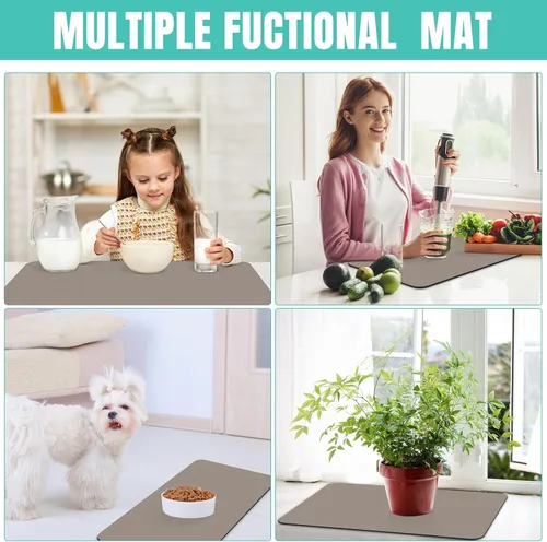 Miniatura 7 de WISELIFE Tapete de café súper absorbente para secar platos, accesorios de barra que combina con máquina de café, tapetes de secado grandes para Caqui