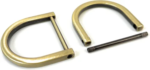 Miniatura 52 de 4 anillos en D resistentes con grillete de 1-1/2 pulgadas, oro antiguo, en forma de U, repuesto para bolso, llavero, collar de perro