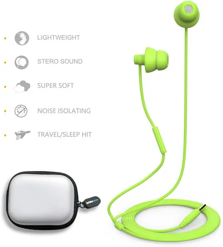 Miniatura 3 de MAXROCK MINi5 - Auriculares con micrófono con cable para teléfono móvil con conector de 0.138 in, color verde