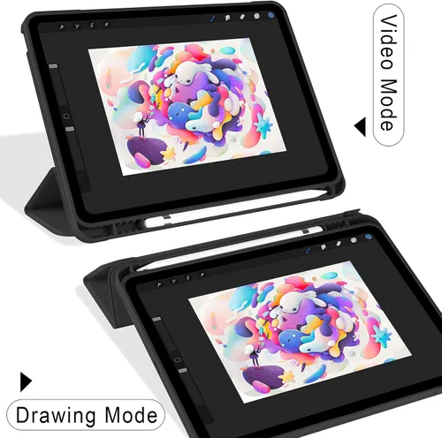 Miniatura 7 de Aoub Funda para iPad de 9ª/8ª/7ª generación de 10.2 pulgadas, apagado automático/activación delgada, ligera, triple soporte, funda trasera de TPU