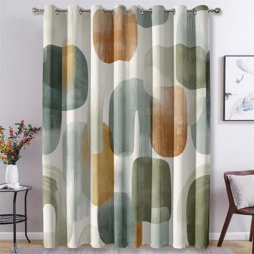 Miniatura 14 de 70s Retro Curtains 45 Inch Length 2 Panels Set, Abstract Boho Swirl Balckout Curtains for Bedroom Living Room Decor, Groovy Orange Grommet Thermal