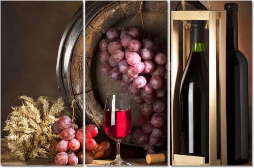 Miniatura 111 de Obra de arte para paredes del hogar, 3 paneles de letras de vino tinto, pinturas de corcho, impresiones HD, arte de pared de corcho de vino sobre