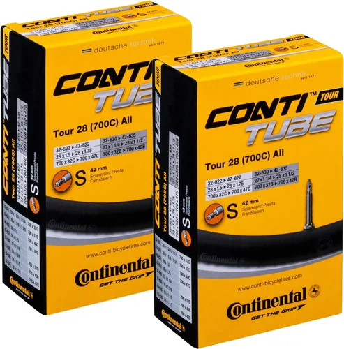Continental 700x32-47 (28x1.5-1.75") / 32-622 -> 47-622 Tubos interiores - Válvula Presta de 1.654 in (paquete de 2 tubos) (embalaje al por menor,
