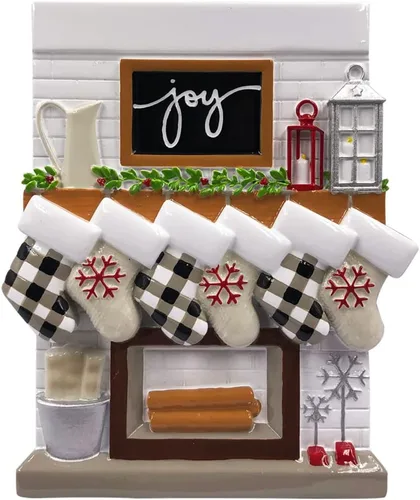 Miniatura 4 de Adorno personalizado para árbol de Navidad familiar de 3 chimeneas 2024 – Decoración de manto de calcetín de invierno, regalo de amigo, primo