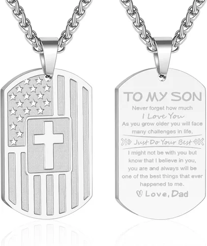 Miniatura 55 de Zocomi Rellenos de Media Navideña Regalo de Navidad - Para Mi Hijo Papá Hermano Marido Nieto Abuelo Novio Hombre Etiqueta de Perro Cruz Collar