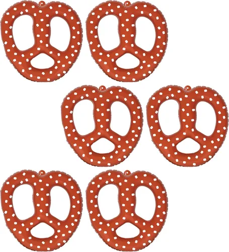 Beistle 6 pretzels bávaros inflables en marrón/blanco, decoración de fiesta de Oktoberfest con temática alimentaria alemana, accesorios de fiesta