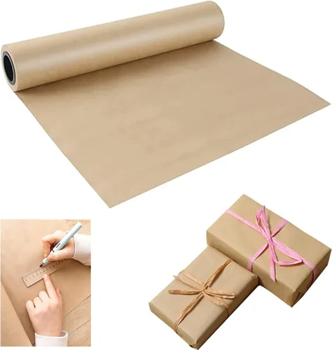 Shinok Rollo de papel kraft marrón - 15" x 33' (400") Papel de regalo marrón para embalaje, mudanzas, papel de manualidades pequeño para envolver