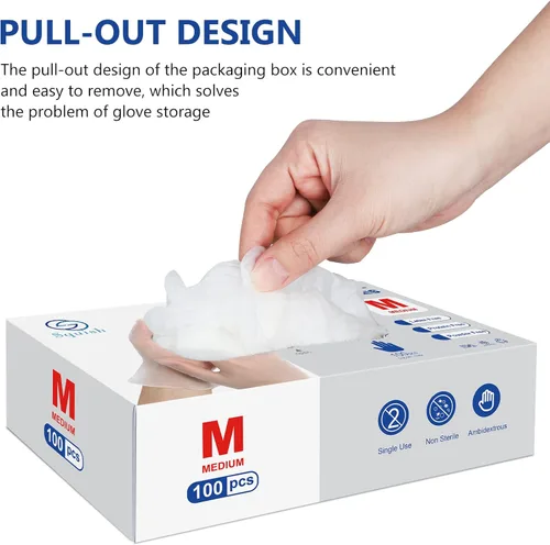Miniatura 2 de Guantes desechables, guantes de vinilo transparente Squish sin látex, guantes de salud para cocina, manejo de alimentos, 100 unidades/caja, talla M