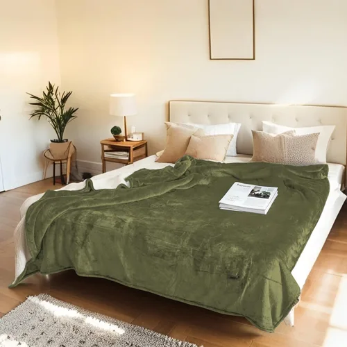 Miniatura 35 de Manta térmica eléctrica tipo throw tamaño 50"x60" - Tela de franela y sherpa de doble cara, 6 ajustes de calor y 3 horas de apagado automático
