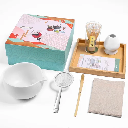 Miniatura 14 de ZENRC Ceremony - Kit de matcha rosa – Batidor tradicional de bambú (Chasen) Scoop (Chashaku) Chawan Bowl con boquilla de vertido, soporte para Rosa