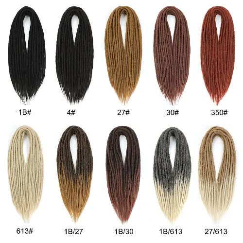 Miniatura 6 de Extensiones de rastas rectas sintéticas de doble extremo, 24 pulgadas, 5 hebras de 0.5 in de ancho, suaves de color negro a marrón oscuro