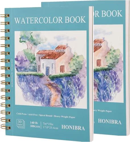 Miniatura 15 de Bloc de papel de acuarela de 3.5 x 5.5 pulgadas, pequeño cuaderno de bocetos de acuarela de 140 libras/10.58 oz, 30 hojas encuadernadas en espiral