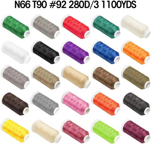Miniatura 7 de Desirable Life Hilo de coser de nailon N66 de 1100 yardas, tamaño #92 T90 280D/3, para cuero de mezclilla, manualidades, a mano, reparación