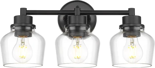 Miniatura 17 de Lámpara de tocador dorada Emak con pantalla de vidrio lechoso, accesorios modernos de iluminación de baño sobre espejo, 3 luces de tocador de baño