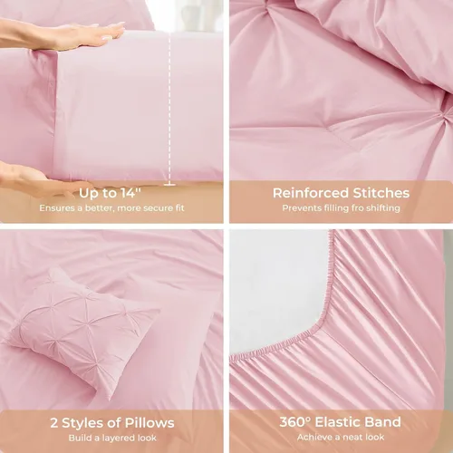 Miniatura 5 de Sasttie - Juego de edredón individual, juego de cama en una bolsa de 5 piezas, juegos de ropa de cama con pinzas para todas las estaciones, incluye