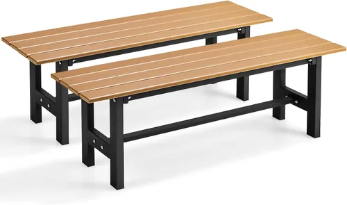 Giantex Paquete de 2 asientos de banco para exteriores, banco de jardín sin espalda, silla exterior de 47 pulgadas resistente a la intemperie con