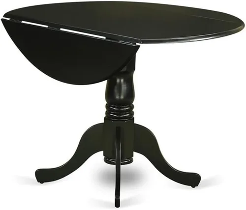 Miniatura 8 de East West Furniture DLDL3-BLK-W - Juego de muebles de comedor de 3 piezas que contiene una mesa de cocina redonda con gotas y 2 sillas de comedor