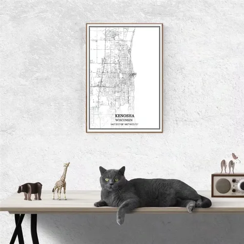 Miniatura 3 de TANOKCRS Kenosha - Póster impreso en lienzo con diseño de mapa de Estados Unidos de Estados Unidos, sin marco, moderno, en blanco y negro, regalo