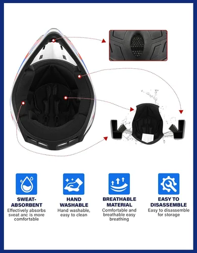 Miniatura 5 de SLMOTO - Casco de motocicleta para niños, aprobado DOT, casco de motocross para niños y jóvenes, todoterreno, casco de bicicleta de tierra, casco