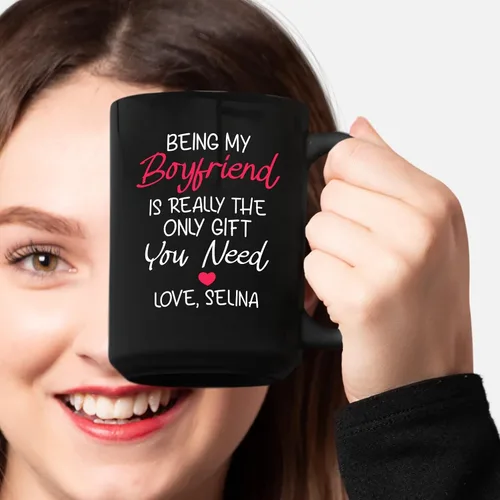 Miniatura 3 de Taza de cerámica personalizada con nombre de novio, Being My Boyfriend Is Really The Only Gift You Need Cups, tazas personalizadas para novio o él