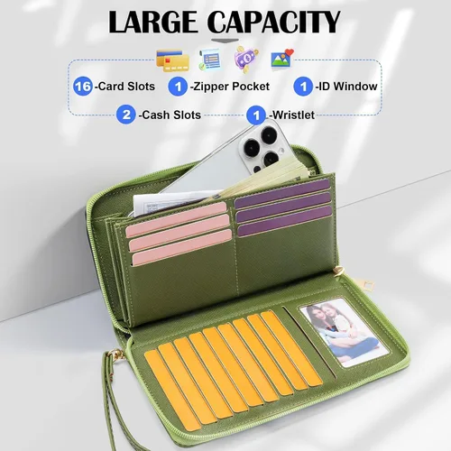 Miniatura 9 de Chelmon - Monedero para mujer de cuero genuino con bloqueo de señal RFID, para tarjetas de crédito