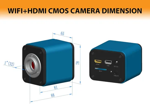 Miniatura 5 de VDT1080H 1080P 60FPS HDMI+WiFi Color CMOS Auto-Focus C-Mount Microscopio Cámara, 5MP Foto-Captura para imágenes independientes y PC, adaptador