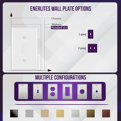 Miniatura 42 de ENERLITES Placa de Pared Metálica para Interruptor de Luz de Palanca, Acero Inoxidable 201, Resistente a la Corrosión, Tamaño Estándar 1-Gang 4.50