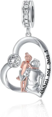 Miniatura 217 de PROESS Dije para padre, madre e hija, pulsera de plata de ley para pulseras, regalos de cumpleaños, día de San Valentín, para hija, madre, amante
