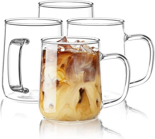 Miniatura 15 de Juego de 2 Tazas de Café Espresso de Vidrio, Tazas de Espresso de 3 oz Transparentes con Asa, Mini Tazas de Café, Vasos de Café, Tazas de Demitasse