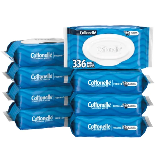 Cottonelle Toallitas húmedas desechables Fresh Feel, toallitas húmedas para adultos, 8 paquetes con tapa abatible, 42 toallitas por paquete (336