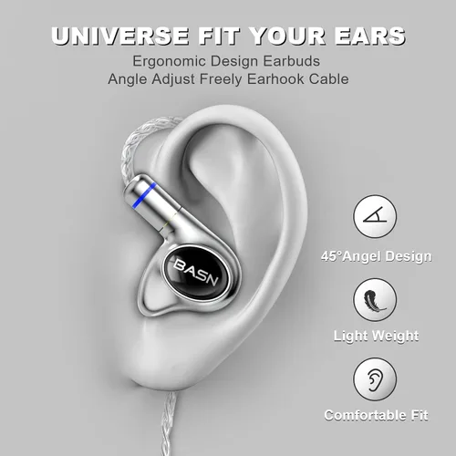Miniatura 4 de BASN Metalen PRO 4 Drivers Monitores Intrauriculares para Músicos, Auriculares con Aislamiento de Ruido y Graves Mejorados con Carcasa de Metal CNC