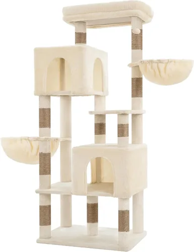 Miniatura 4 de Heybly 68.1" Cat Tree with Oversized Top Platform & Wide Base, Heavy Duty Cat Tower for Large Indoor Cats with 2 Condos, 2 Hammocks, 10 Sisal