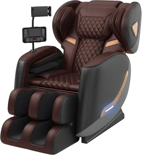 Silla de masaje Shiatsu de cuerpo completo 3D de gravedad cero con rodillos de 10 nodos, 20 bolsas de aire, calefacción de cintura y piernas, audio