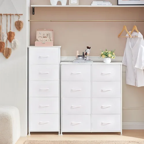 Miniatura 9 de Somdot - Cajonera alta para dormitorio, organizador de 5 cajones con cubos de tela extraíbles para la sala de estar, clóset, buró, cuarto de niños