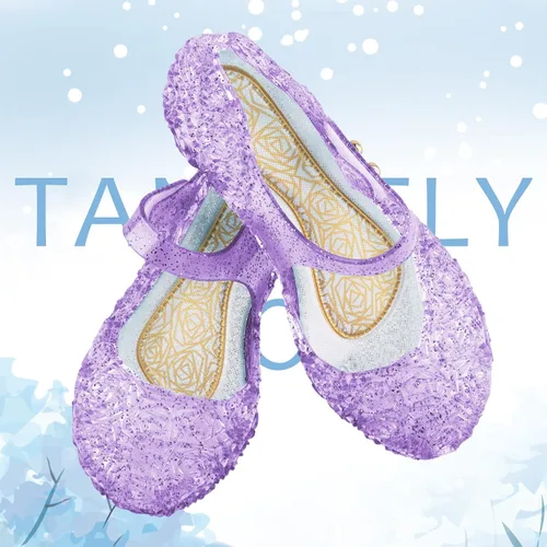 Miniatura 3 de TANDEFLY Frozen Inspired Elsa Flats Mary Jane - Zapatos de fiesta de baile, sandalias de princesa Snow Queen para niñas pequeñas, cumpleaños