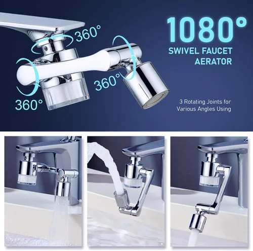 Miniatura 2 de ATQ Filtro de Agua para Extensor de Grifo de Fregadero Aireador, Reduce el Cloro 1080° Giratorio 2 Modos Accesorio de Rociado para cocina/Baño/Niños