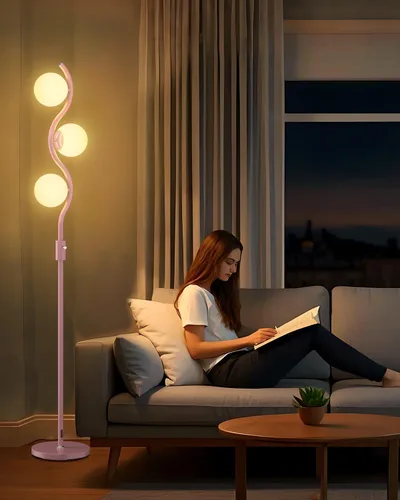Lightdot Lámpara de pie rosa regulable de 60 pulgadas, lámparas de pie de mediados de siglo con 3 bombillas G9 de 3000 K de color blanco cálido, 3