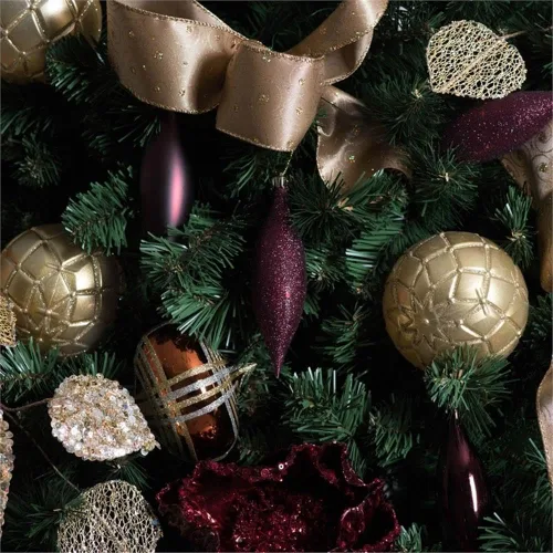 Miniatura 3 de Vickerman Adornos navideños de 4 acabados en rojo burdeos (juego de 8)