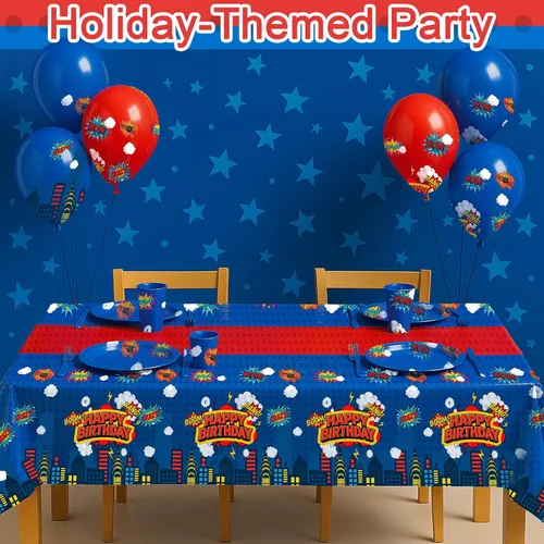 Miniatura 3 de Mantel rectangular de 3 piezas para decoración de fiestas de cumpleaños, mantel de plástico de 108 x 54 pulgadas, desechable, suministros