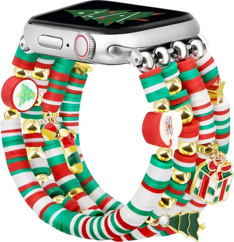 Miniatura 13 de Newlibery - Pulseras de cuentas compatibles con Apple Watch de 38 mm, 40 mm, 41 mm, 42 mm (S10/11) Correa elástica estirada hecha a mano para mujer