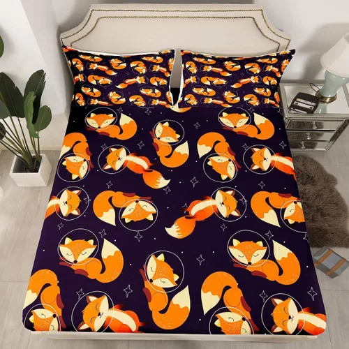 Miniatura 12 de Sábanas de cama con estampado de patas de perro para niños, sábana bajera ajustable de huesos coloridos para los amantes de los perros