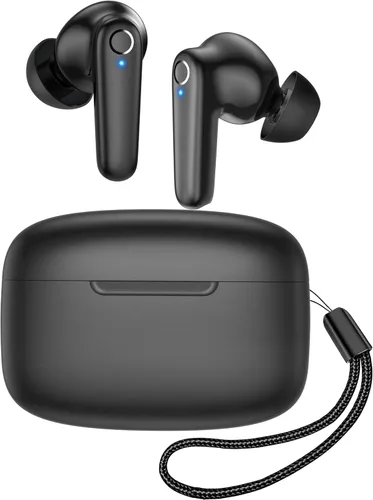 Redpepper - Auriculares inalámbricos Bluetooth 5.3 60H de tiempo de uso. Auriculares con graves profundos y llamada clara. Con micrófono Negro