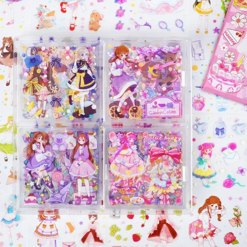 Juego de 100 hojas de calcomanías Kawaii para álbumes de recortes para diario, calcomanías transparentes para diario, diarios basura, ideal para