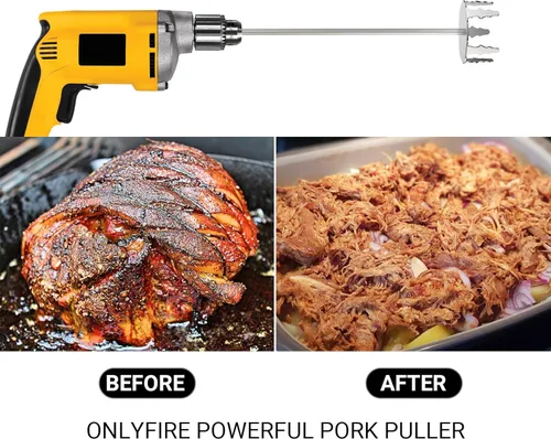 Miniatura 6 de Onlyfire - Extractor de cerdo de 3 pulgadas, triturador de carne de acero inoxidable ultraafilado mejorado utilizado con taladro manual estándar