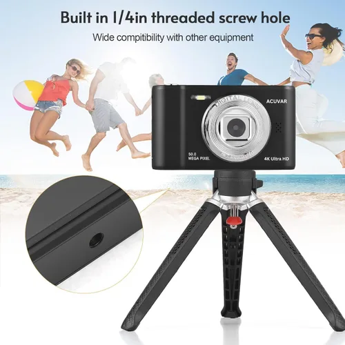 Miniatura 8 de Acuvar Cámara digital, cámara FHD 1080P para niños, cámara de 50 MP para apuntar y disparar con zoom de 16X antivibración, cámara pequeña portátil
