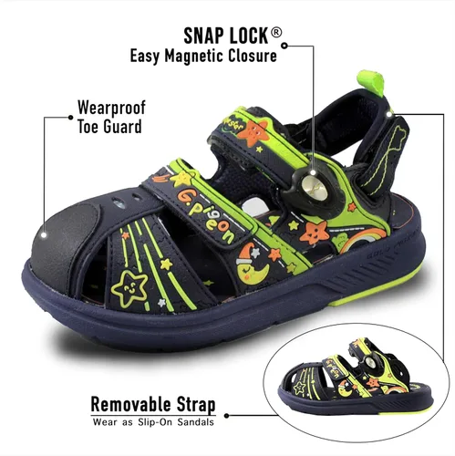 Miniatura 2 de Gold Pigeon Shoes Sandalias de atleta con puntera cerrada y cierre fácil para niños