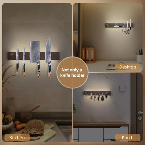 Miniatura 7 de FINDKING Tira magnética iluminada para cuchillos de 18 pulgadas, soporte de utensilios LED retroiluminado para pared y refrigerador, estante
